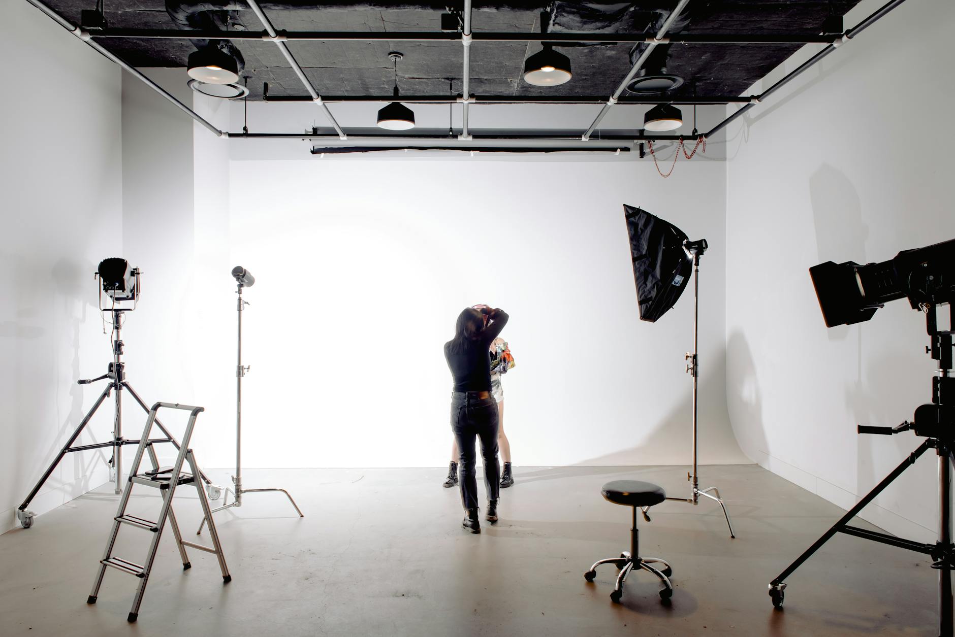 professional photographer during photo shoot in studio